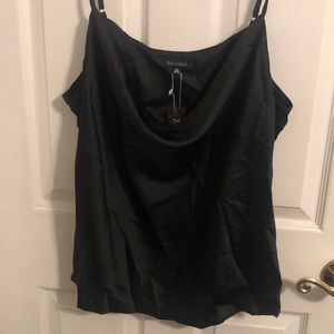 Black silk/cotton tank top